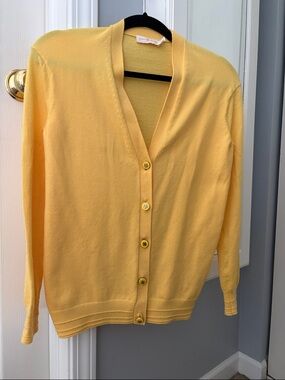 Tory Burch Yellow V-Neck Button Cardigan 🌻